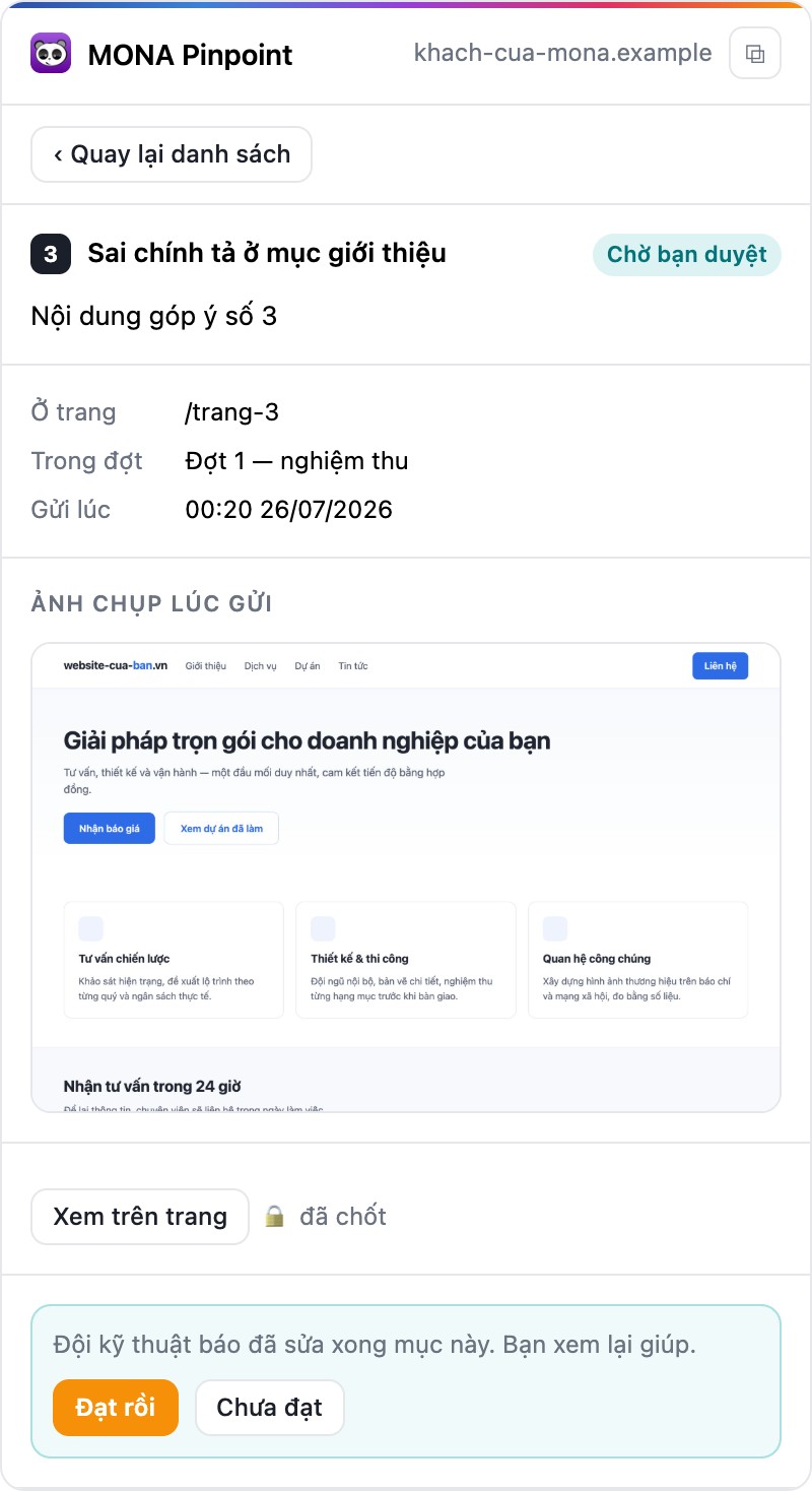 Chốt đợt và nghiệm thu