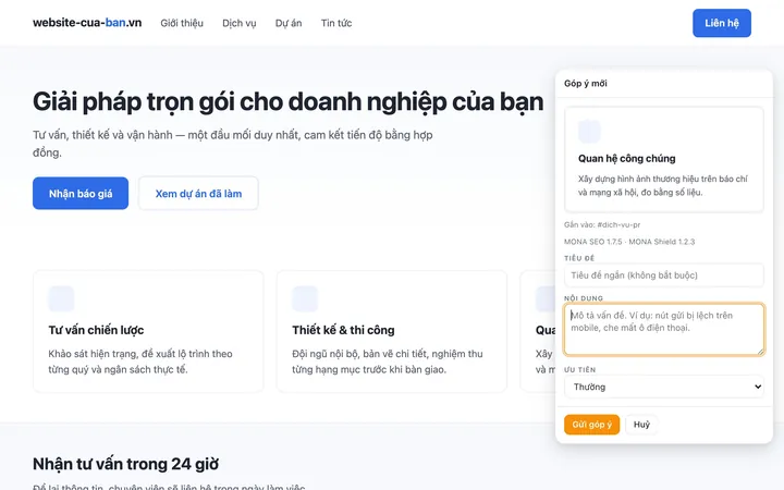 Viết góp ý rồi gửi