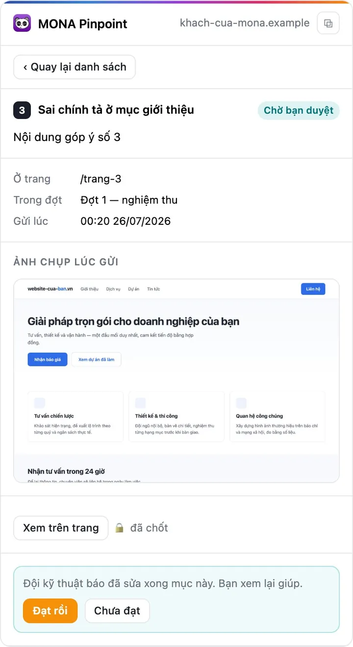 Chốt đợt và nghiệm thu