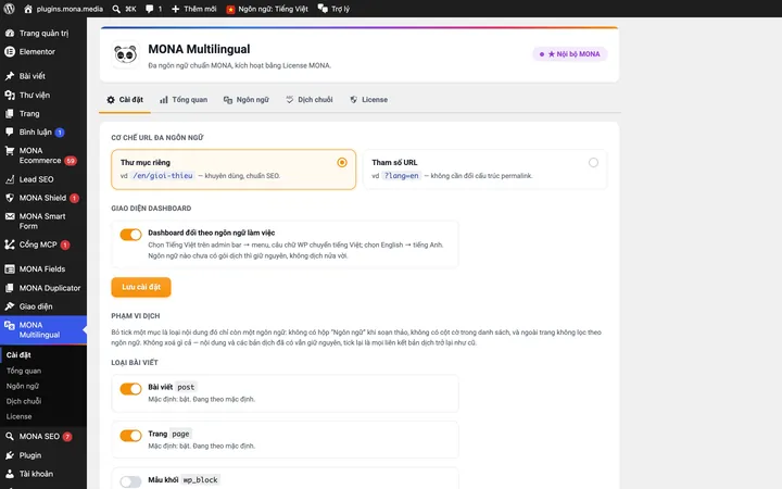 Chọn chế độ URL