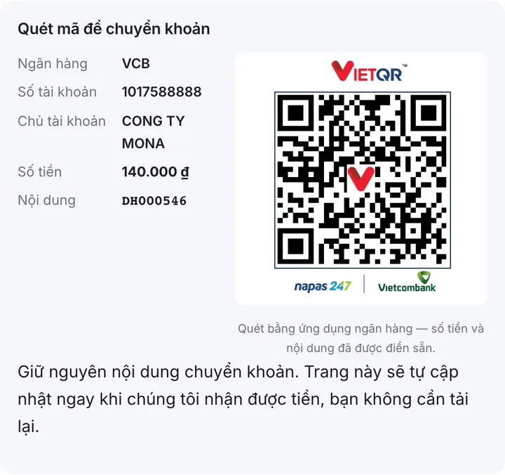 Trang cảm ơn có mã VietQR