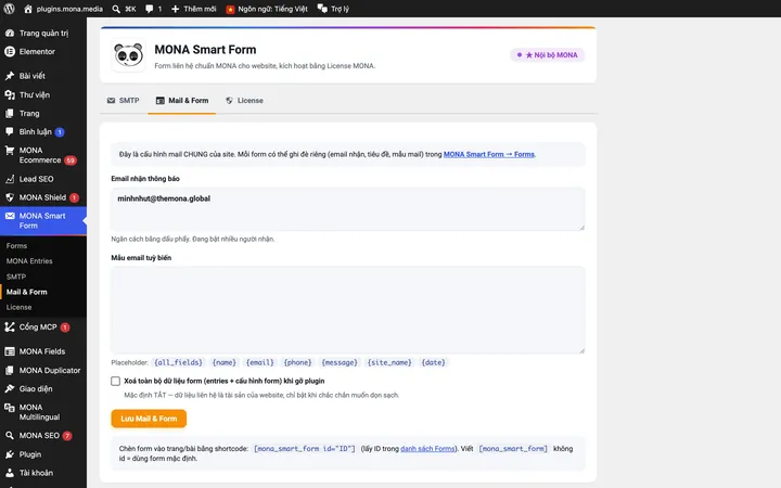 Người nhận & mẫu mail